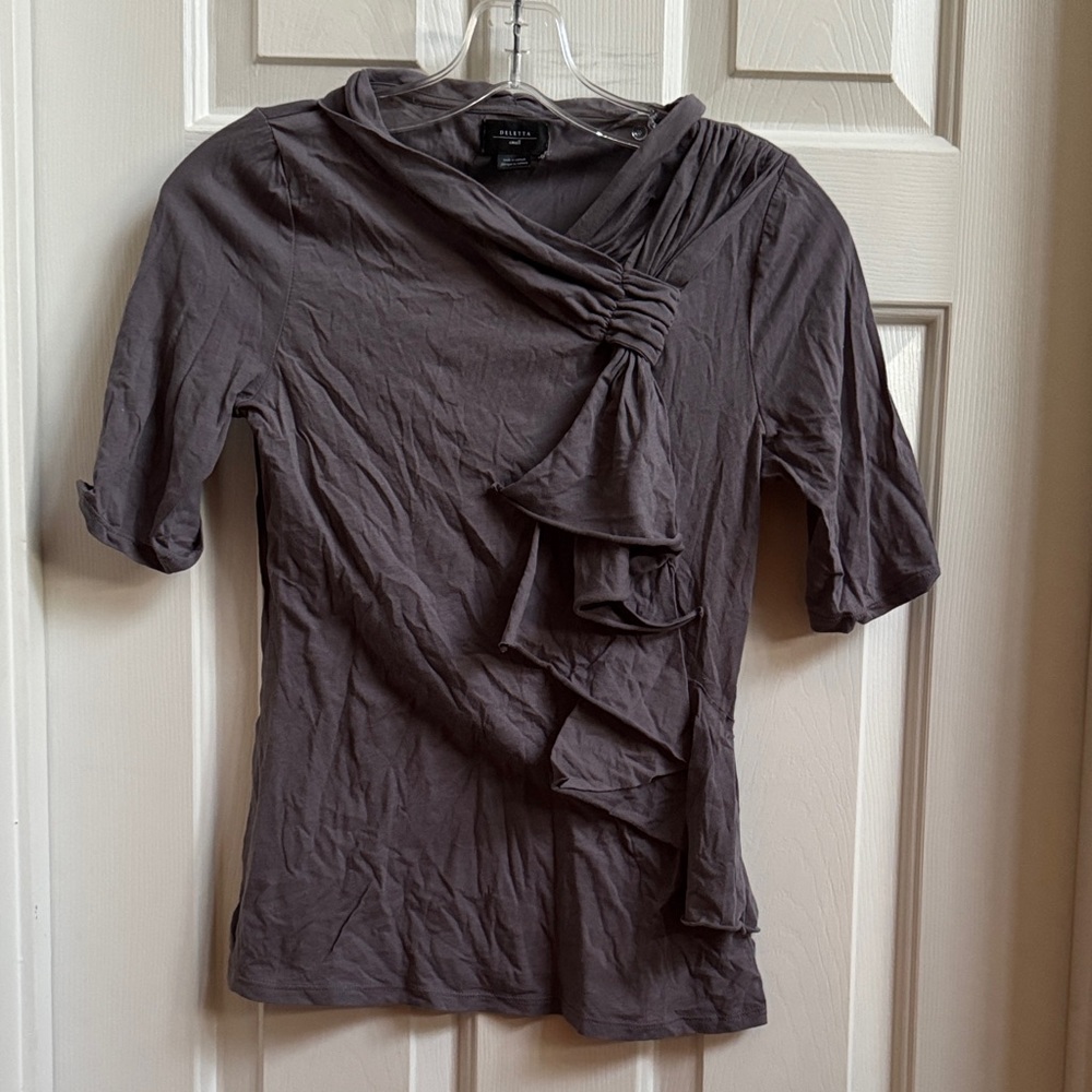 Deletta Gray Draped Blouse